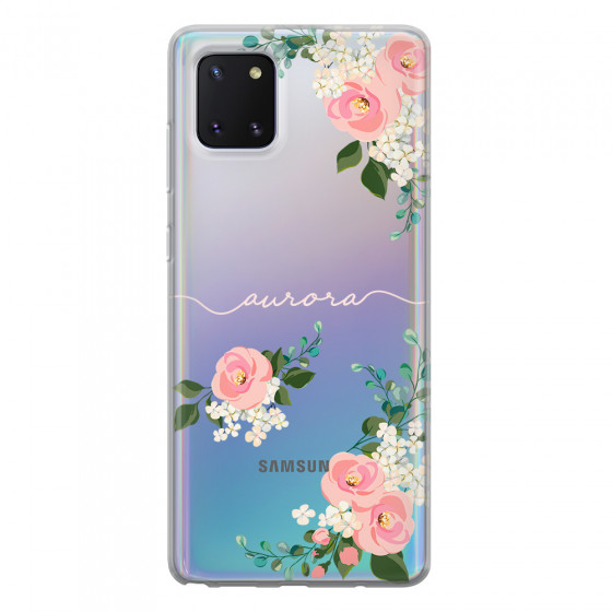 SAMSUNG - Galaxy Note 10 Lite - Soft Clear Case - Pink Floral Handwritten Light