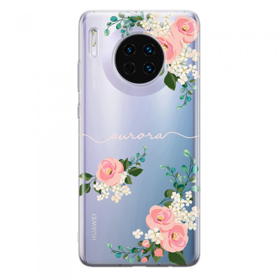 HUAWEI - Mate 30 - Soft Clear Case - Pink Floral Handwritten Light