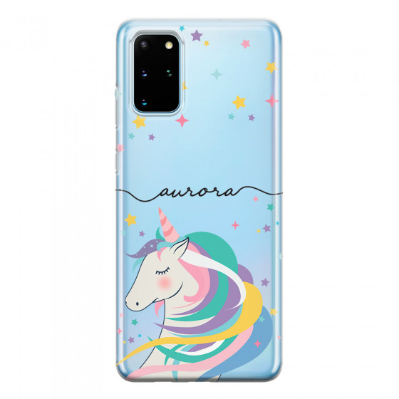 SAMSUNG - Galaxy S20 Plus - Soft Clear Case - Clear Unicorn Handwritten