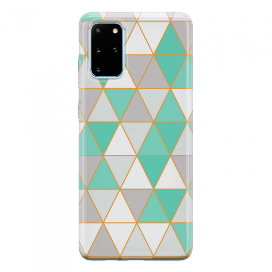 SAMSUNG - Galaxy S20 Plus - Soft Clear Case - Green Triangle Pattern