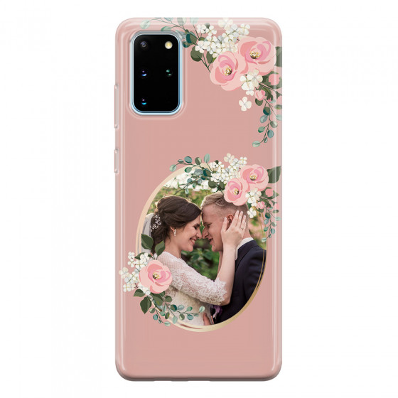 SAMSUNG - Galaxy S20 Plus - Soft Clear Case - Pink Floral Mirror Photo