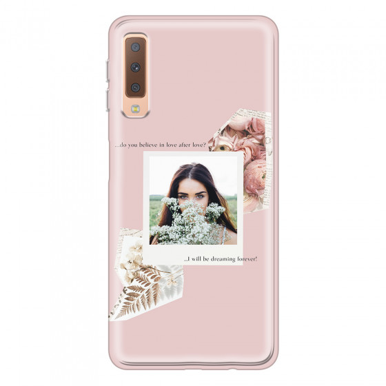 SAMSUNG - Galaxy A7 2018 - Soft Clear Case - Vintage Pink Collage Phone Case