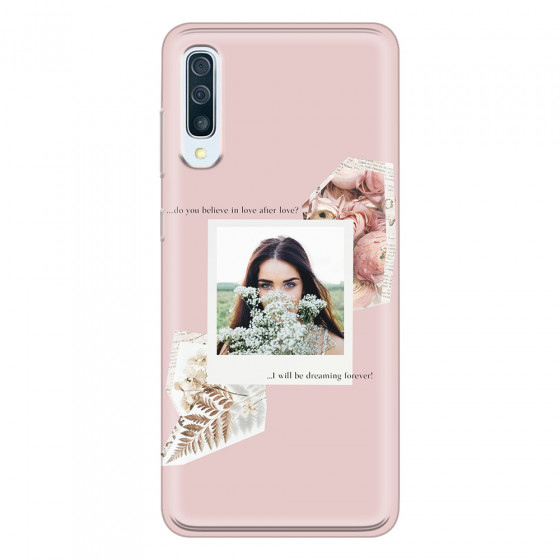 SAMSUNG - Galaxy A50 - Soft Clear Case - Vintage Pink Collage Phone Case