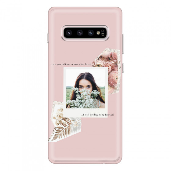 SAMSUNG - Galaxy S10 - Soft Clear Case - Vintage Pink Collage Phone Case