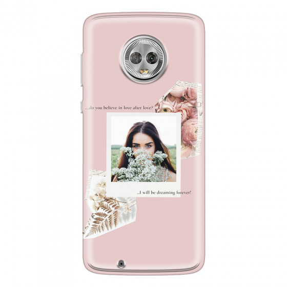 MOTOROLA by LENOVO - Moto G6 - Soft Clear Case - Vintage Pink Collage Phone Case