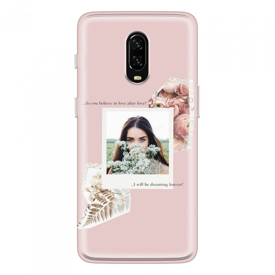 ONEPLUS - OnePlus 6T - Soft Clear Case - Vintage Pink Collage Phone Case