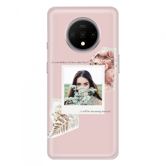 ONEPLUS - OnePlus 7T - Soft Clear Case - Vintage Pink Collage Phone Case