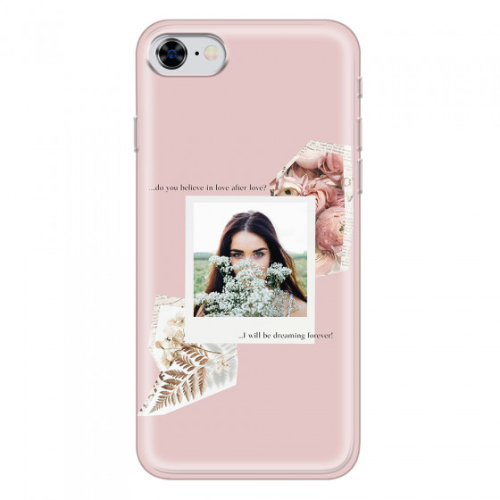 APPLE - iPhone 8 - Soft Clear Case - Vintage Pink Collage Phone Case