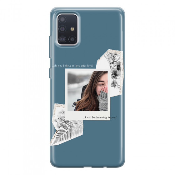 SAMSUNG - Galaxy A51 - Soft Clear Case - Vintage Blue Collage Phone Case