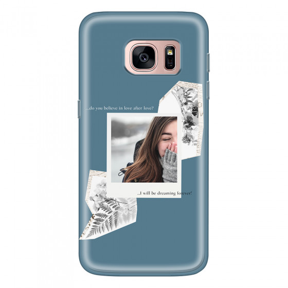 SAMSUNG - Galaxy S7 - Soft Clear Case - Vintage Blue Collage Phone Case