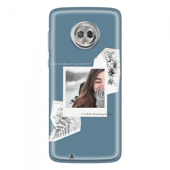 MOTOROLA by LENOVO - Moto G6 - Soft Clear Case - Vintage Blue Collage Phone Case