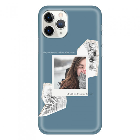 APPLE - iPhone 11 Pro Max - Soft Clear Case - Vintage Blue Collage Phone Case
