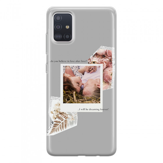 SAMSUNG - Galaxy A71 - Soft Clear Case - Vintage Grey Collage Phone Case