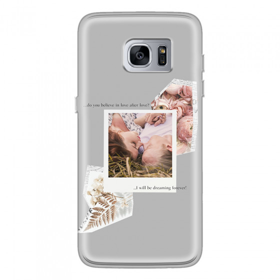 SAMSUNG - Galaxy S7 Edge - Soft Clear Case - Vintage Grey Collage Phone Case