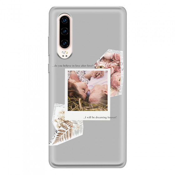 HUAWEI - P30 - Soft Clear Case - Vintage Grey Collage Phone Case