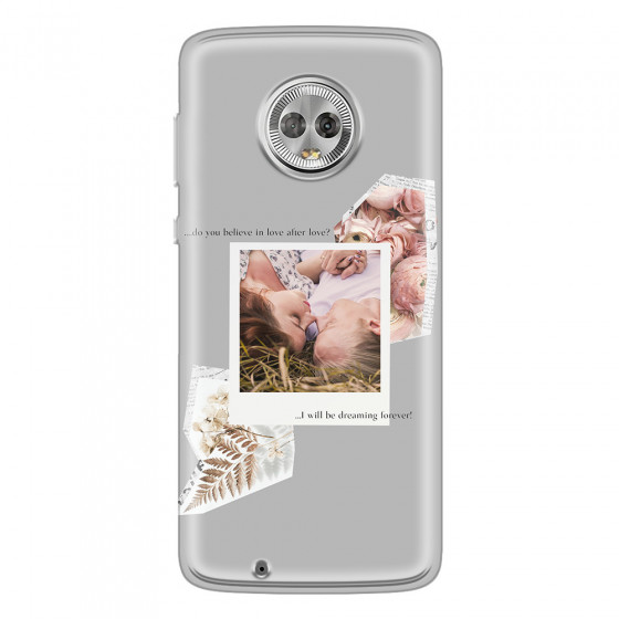 MOTOROLA by LENOVO - Moto G6 - Soft Clear Case - Vintage Grey Collage Phone Case