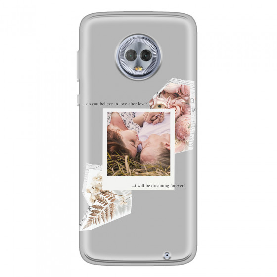 MOTOROLA by LENOVO - Moto G6 Plus - Soft Clear Case - Vintage Grey Collage Phone Case