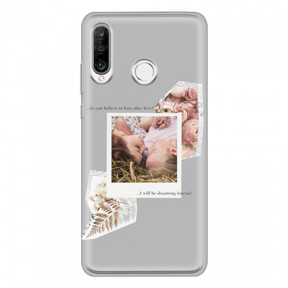 HUAWEI - P30 Lite - Soft Clear Case - Vintage Grey Collage Phone Case