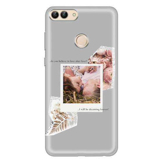 HUAWEI - P Smart 2018 - Soft Clear Case - Vintage Grey Collage Phone Case