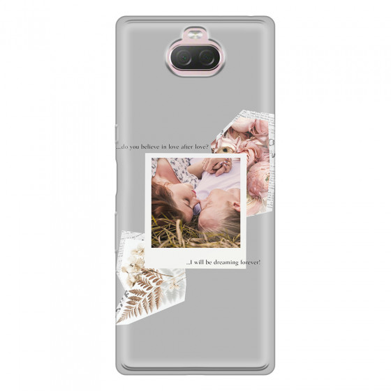 SONY - Sony Xperia 10 - Soft Clear Case - Vintage Grey Collage Phone Case