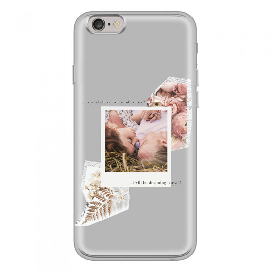 APPLE - iPhone 6S - Soft Clear Case - Vintage Grey Collage Phone Case