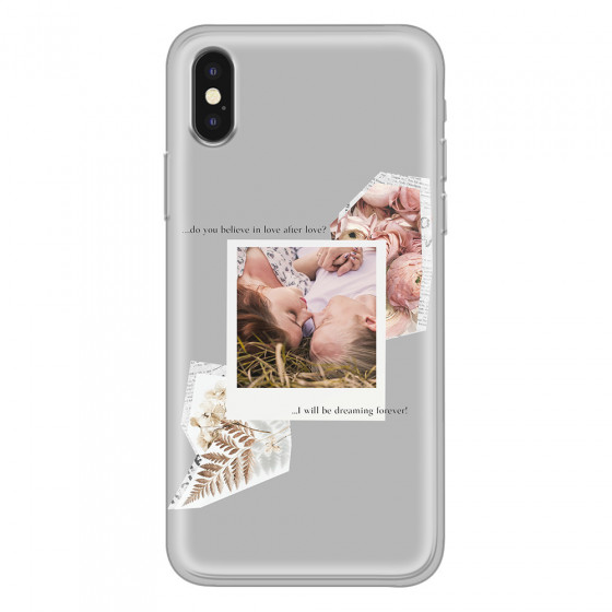 APPLE - iPhone XS Max - Soft Clear Case - Vintage Grey Collage Phone Case
