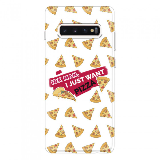 SAMSUNG - Galaxy S10 Plus - Soft Clear Case - Want Pizza Men Phone Case
