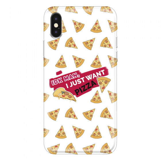 APPLE - iPhone XS - Soft Clear Case - Want Pizza Men Phone Case