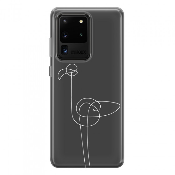 SAMSUNG - Galaxy S20 Ultra - Soft Clear Case - Flamingo Drawing