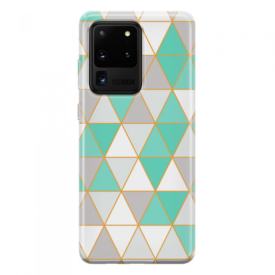 SAMSUNG - Galaxy S20 Ultra - Soft Clear Case - Green Triangle Pattern