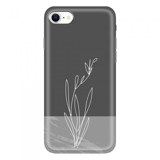 APPLE - iPhone SE 2020 - Soft Clear Case - Dark Grey Marble Flower