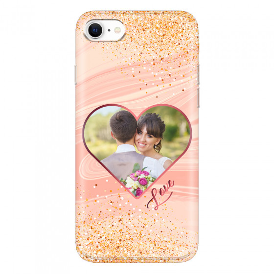 APPLE - iPhone SE 2020 - Soft Clear Case - Glitter Love Heart Photo