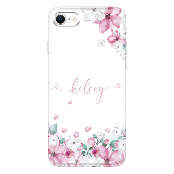 APPLE - iPhone SE 2020 - Soft Clear Case - Watercolor Flowers Handwritten