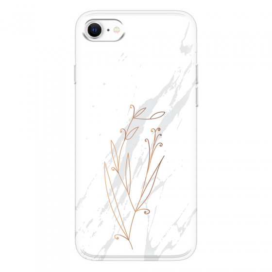 APPLE - iPhone SE 2020 - Soft Clear Case - White Marble Flowers