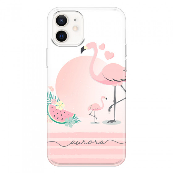 APPLE - iPhone 12 Mini - Soft Clear Case - Flamingo Vibes Handwritten
