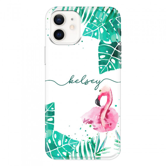 APPLE - iPhone 12 Mini - Soft Clear Case - Flamingo Watercolor