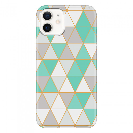 APPLE - iPhone 12 Mini - Soft Clear Case - Green Triangle Pattern
