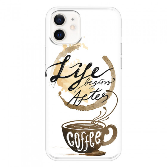 APPLE - iPhone 12 Mini - Soft Clear Case - Life begins after coffee