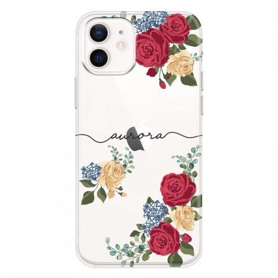 APPLE - iPhone 12 Mini - Soft Clear Case - Red Floral Handwritten