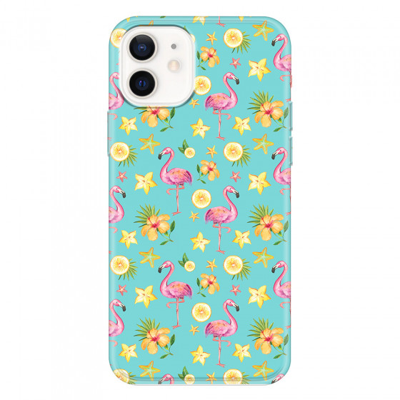 APPLE - iPhone 12 Mini - Soft Clear Case - Tropical Flamingo I