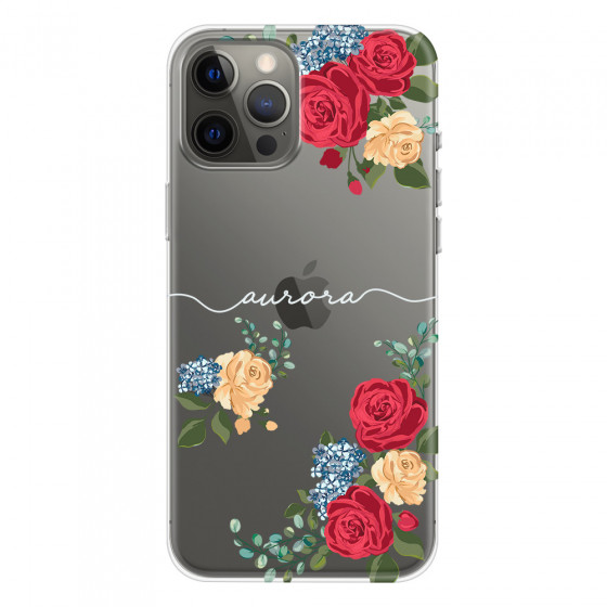 APPLE - iPhone 12 Pro Max - Soft Clear Case - Red Floral Handwritten Light 