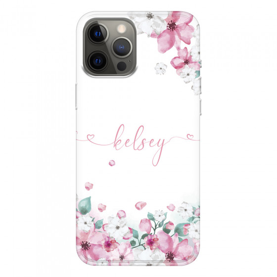 APPLE - iPhone 12 Pro Max - Soft Clear Case - Watercolor Flowers Handwritten