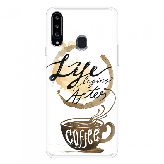 SAMSUNG - Galaxy A20S - Soft Clear Case - Life begins after coffee