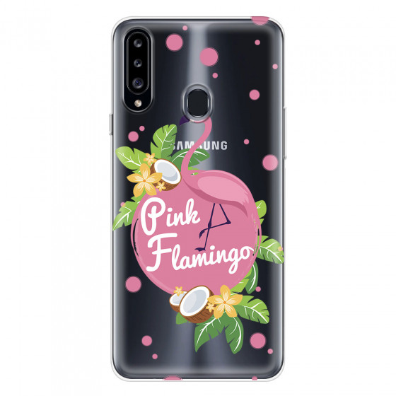 SAMSUNG - Galaxy A20S - Soft Clear Case - Pink Flamingo