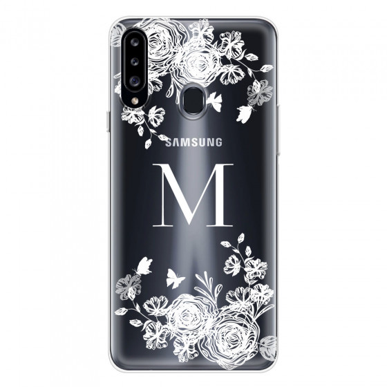 SAMSUNG - Galaxy A20S - Soft Clear Case - White Lace Monogram