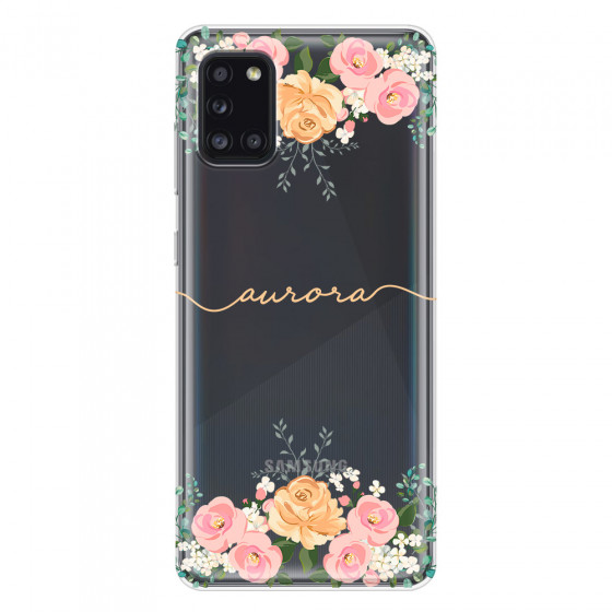 SAMSUNG - Galaxy A31 - Soft Clear Case - Gold Floral Handwritten