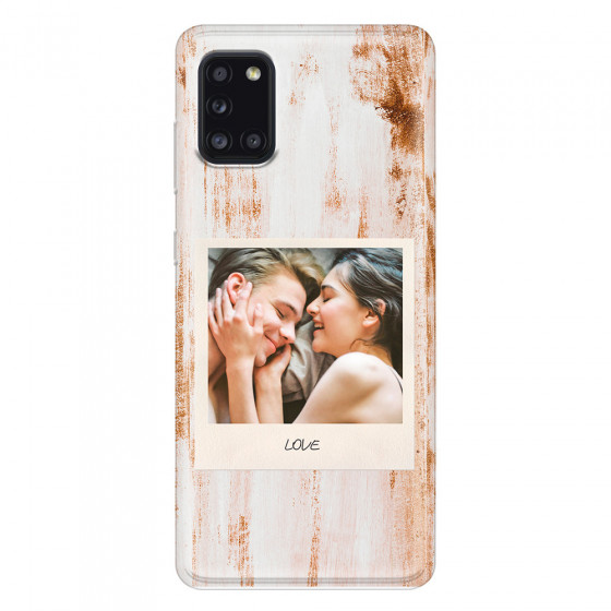 SAMSUNG - Galaxy A31 - Soft Clear Case - Wooden Polaroid