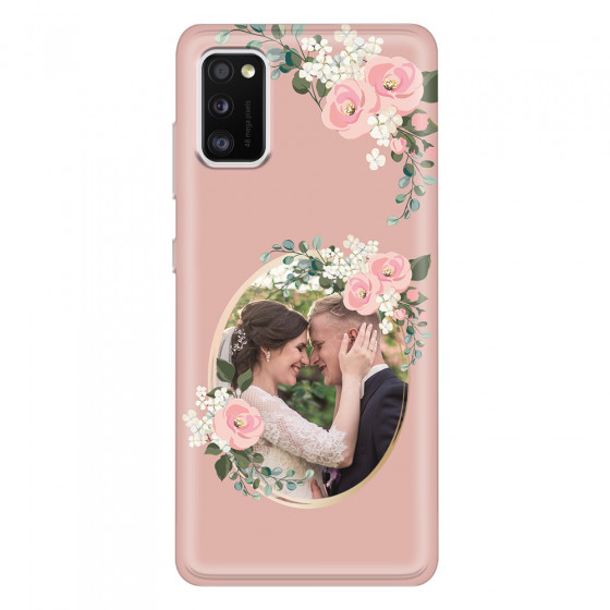 SAMSUNG - Galaxy A41 - Soft Clear Case - Pink Floral Mirror Photo