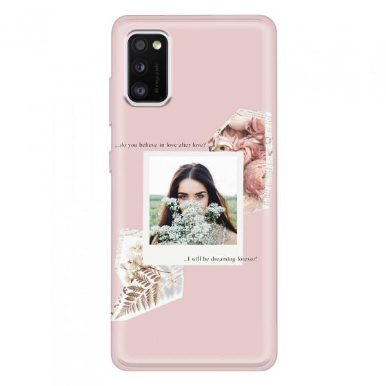 SAMSUNG - Galaxy A41 - Soft Clear Case - Vintage Pink Collage Phone Case