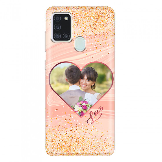 SAMSUNG - Galaxy A21S - Soft Clear Case - Glitter Love Heart Photo